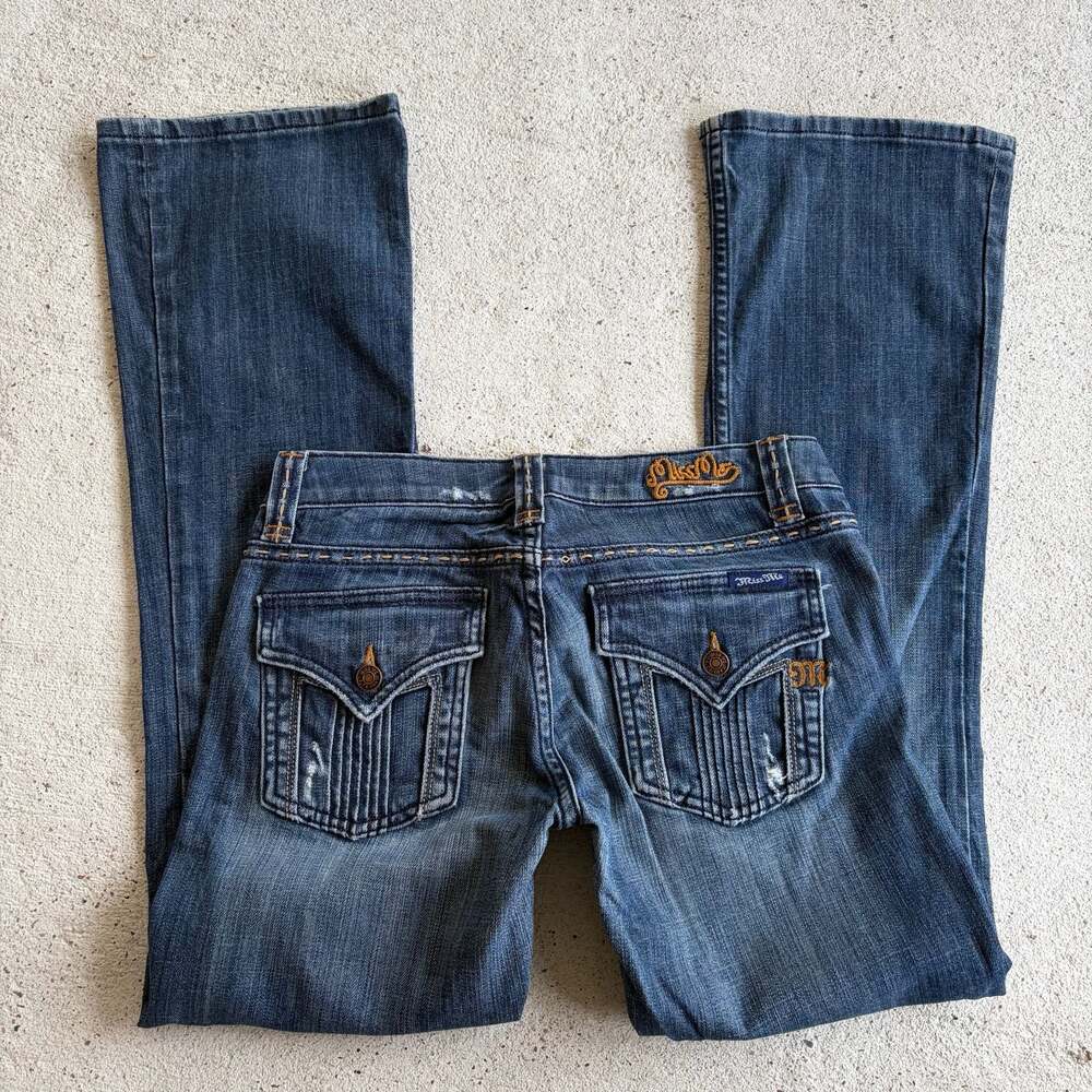 Miss Me Boot Cut Jeans Dark Wash Flap Pockets Size 28